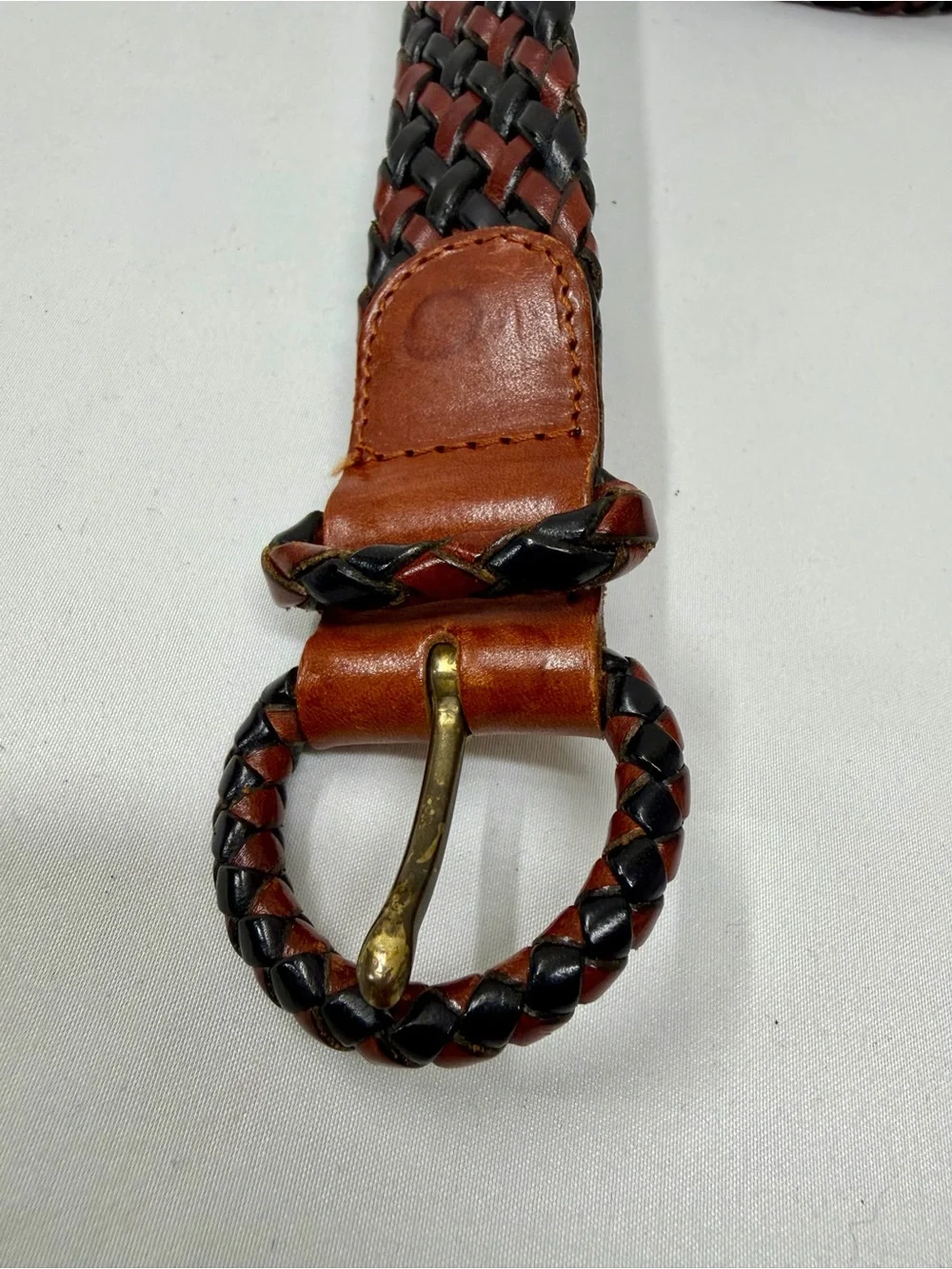 Cole Haan Woven Leather Belt Size 36 Brown & Black